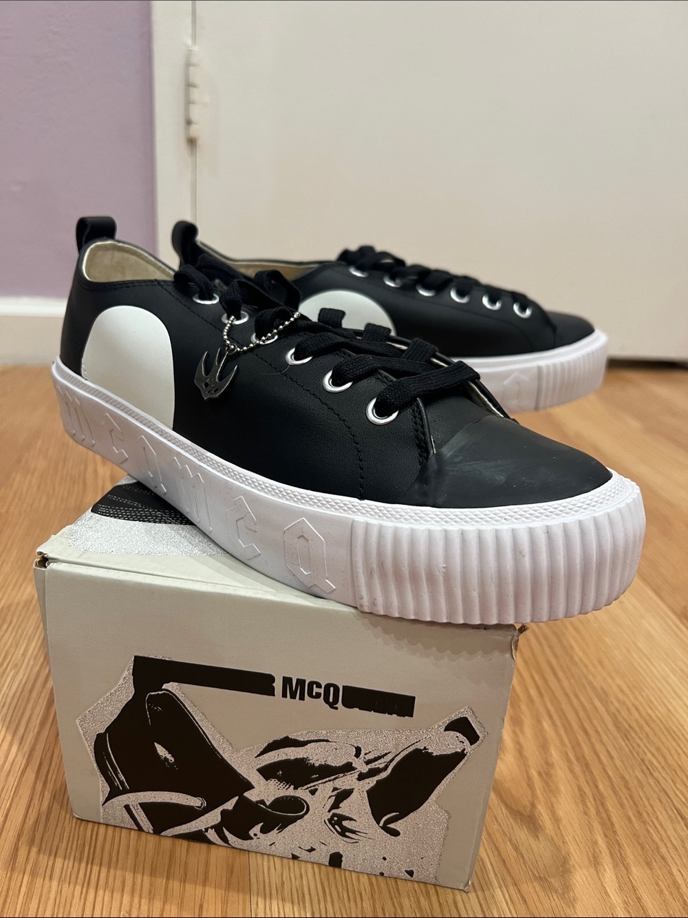 McQ by Alexander McQueen Black and White Platform Low-Top Sneakers